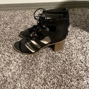 Black lace up heels